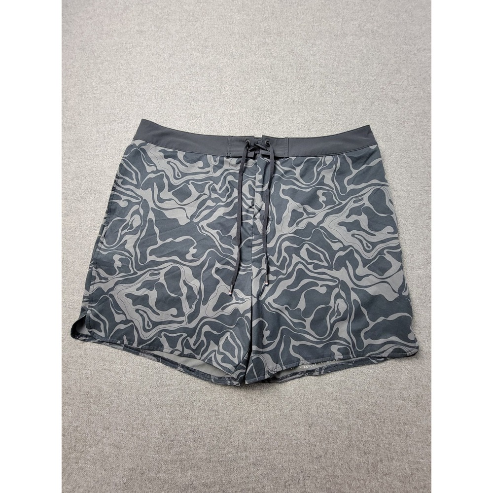 Fourlaps Board Shorts Mens 38 Gray Black‎ Marble Print Surf Surfing Water Polo